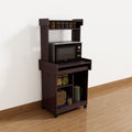 Microwave Cart Coffee Station Computer Cart On Locking Castors Hutch Gliding Shelf Red Cocoa Color Espresso Particle Board Mdf