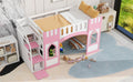 Twin Size Loft Bed With Storage Staircase And Window, Pink Box Spring Not Required Twin Pink Wood Bedroom Solid Wood Mdf