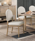 Natural Finish Dining Side Chairs Set Of 2, Beige Fabric Upholstered Seat Back Classic Luxury Dining Room Furniture Beige Dining Room Classic Set Of 2 Wood