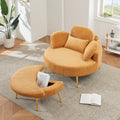 3206Yellow Comfortable Seating Suitable For Small Apartment Bedroom Space Balcony Small Sofa Bed Lazy Small Sofa Sofa With Small Coffee Table Lunch Break Leisure Afternoon Tea Time Yellow Corduroy 1 Seat