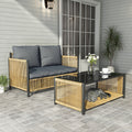 Comming Patio 4 Pieces Brown Pe Wicker Sofa Set With Grey Cushion Yes Complete Patio Set Black Brown Seats 4 Garden & Outdoor Modern Sofa Seating Groups Foam Steel