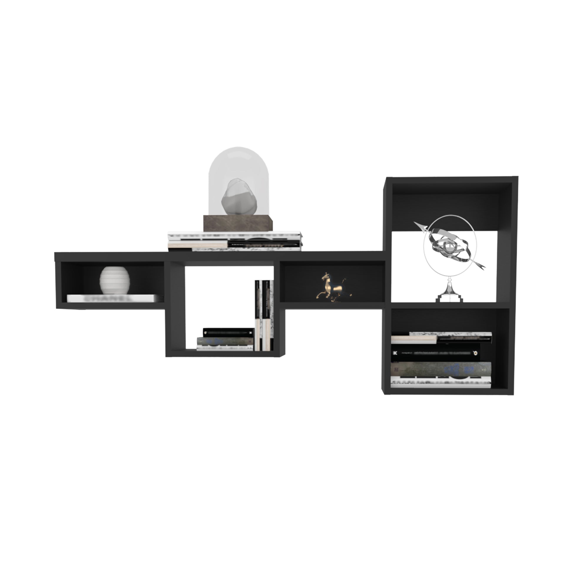 Wallshe 47" Wide 7 Tier Wall Shelf, Cube Shelf Modular Shelf For Living Room, Home Office, Bedroom Black Black Horizontal Primary Living Space Closed Back Modern Wall Mounted Particle Board