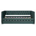 Twin Size Tufted Upholstered Daybed With Trundle, Velvet Sofabed With Rivet Design, No Box Spring Needed,Green Twin Green Velvet