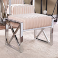 Ellison Velveteen Ottoman Champagne W Chrome Champagne Iron