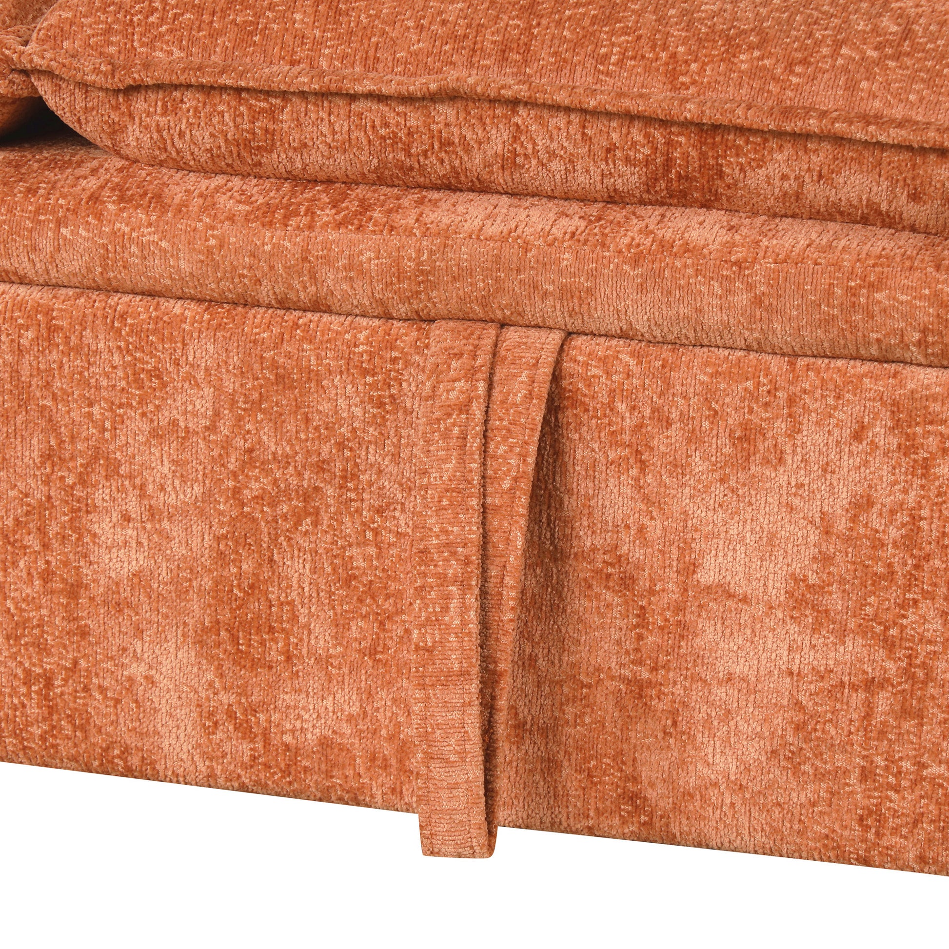 82.67"Convertible Sofa Bed Sectional Sofa Sleeper L Shaped Sofa With A Storage Ottoman,Two Pillows, Two Power Sockets And Two Usb Ports For Living Room, Orange Orange Foam Chenille 4 Seat