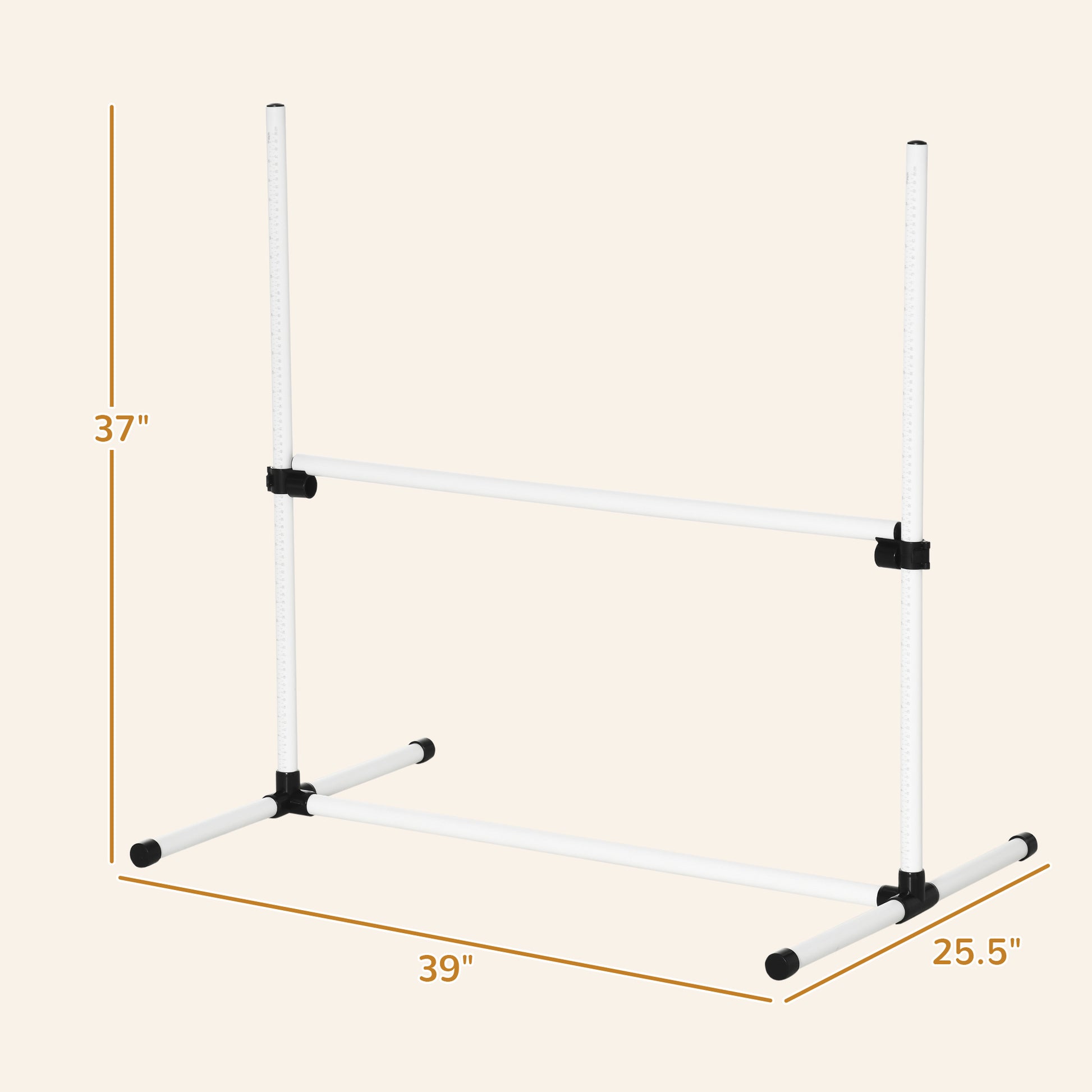 Pawhut 6 Piece Dog Agility Training Equipment For Dog Agility Course With Adjustable Height Jump Bars, Included Carry Bag, & Displacing Top Bar, White White Plastic