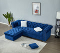 Reversible Sectional Sofa 4 Seater Oversized Convertible L Shaped Couch Velvet Sofa Couch Navy Blue Velvet 4 Seat