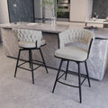 Bar Chair Suede Woven Bar Stool Set Of 4,Black Legs Barstools No Adjustable Kitchen Island Chairs,360 Swivel Bar Stools Upholstered Bar Chair Counter Stool Arm Chairs With Back Footrest, White Metal White Kitchen Dining Chairs Foam Technical Leather
