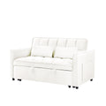 55.1 Inch 3 In 1 Convertible Sofa Bed, Modern Velvet Double Sofa Futon Sofa Bed With Adjustable Back, Storage Bag And Pillow, For Living Room, Bedroom Off White Light Brown Wood Primary Living Space Medium Duty Eucalyptus 2 Seat Beige White Velvet Soft