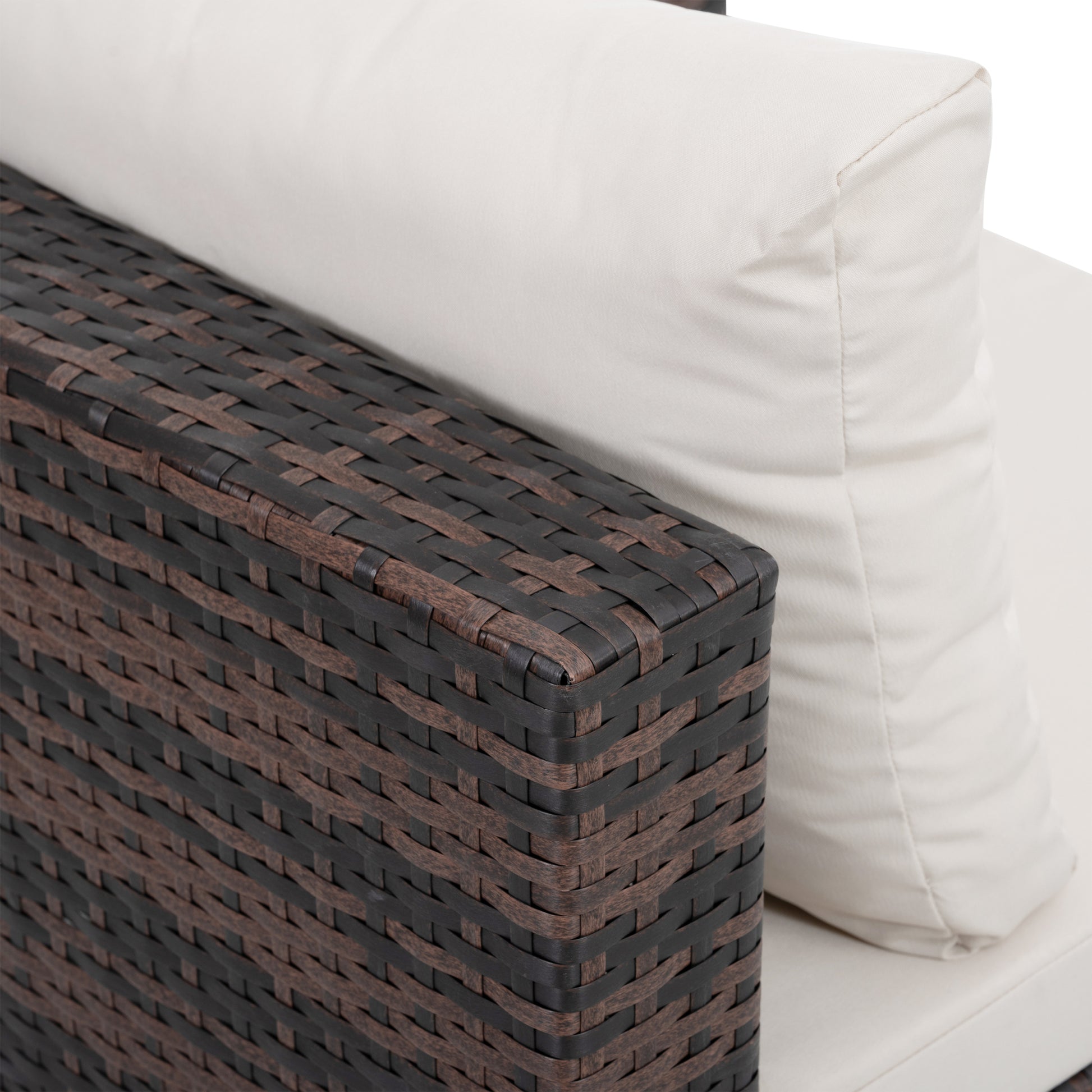 Patio Furniture, Outdoor Furniture, Seasonal Pe Wicker Furniture, 5 Set Wicker Furniture With Tempered Glass Coffee Table Brown Seats 4 Pe Rattan Iron Waterproof Fabric