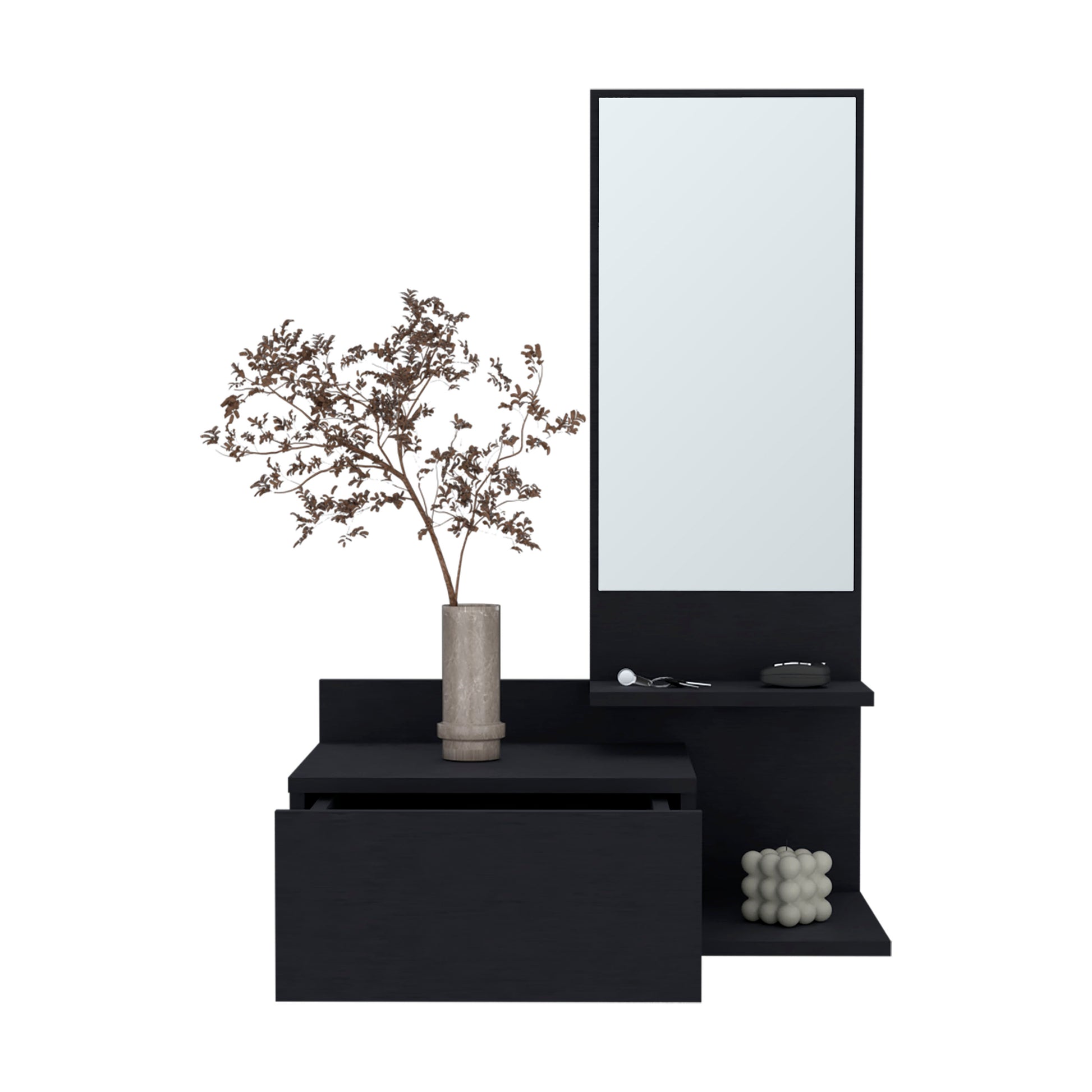 Floating Hallway Cabinet Lowell, Living Room, Black Black Particle Board Engineered Wood