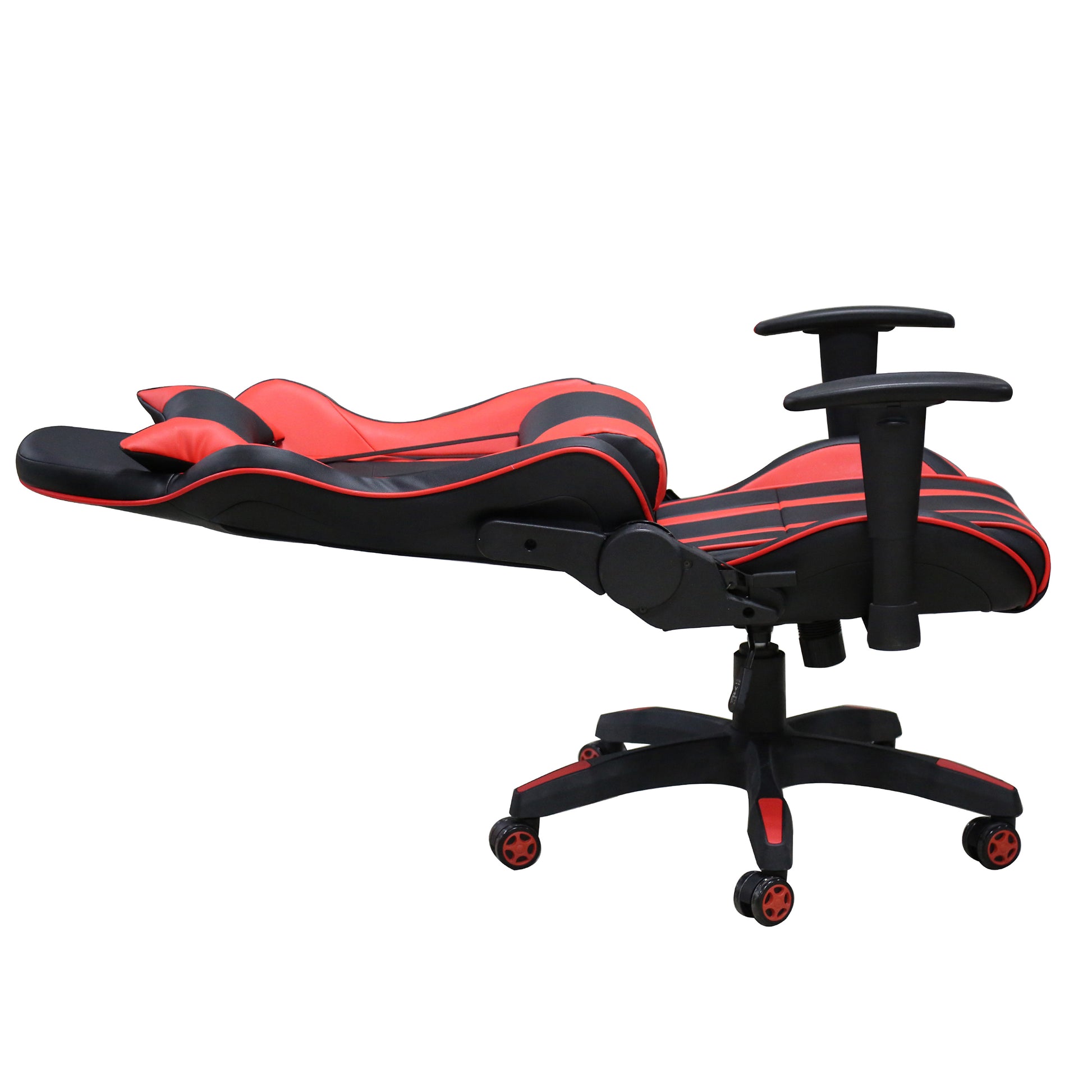 Modern Ergonomic Office Gaming Chair W Adjustable Height, 360 Degree Swivel, Faux Leather Computer Desk Chair, Black Red Caster Plastic Red Black Office Foam Rectangular Contemporary Push Button Office Chairs Solid Back Plywood Adjustable Height Faux