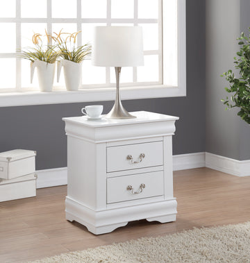 Louis Philippe White Finish Nightstand White Synthetic Wood