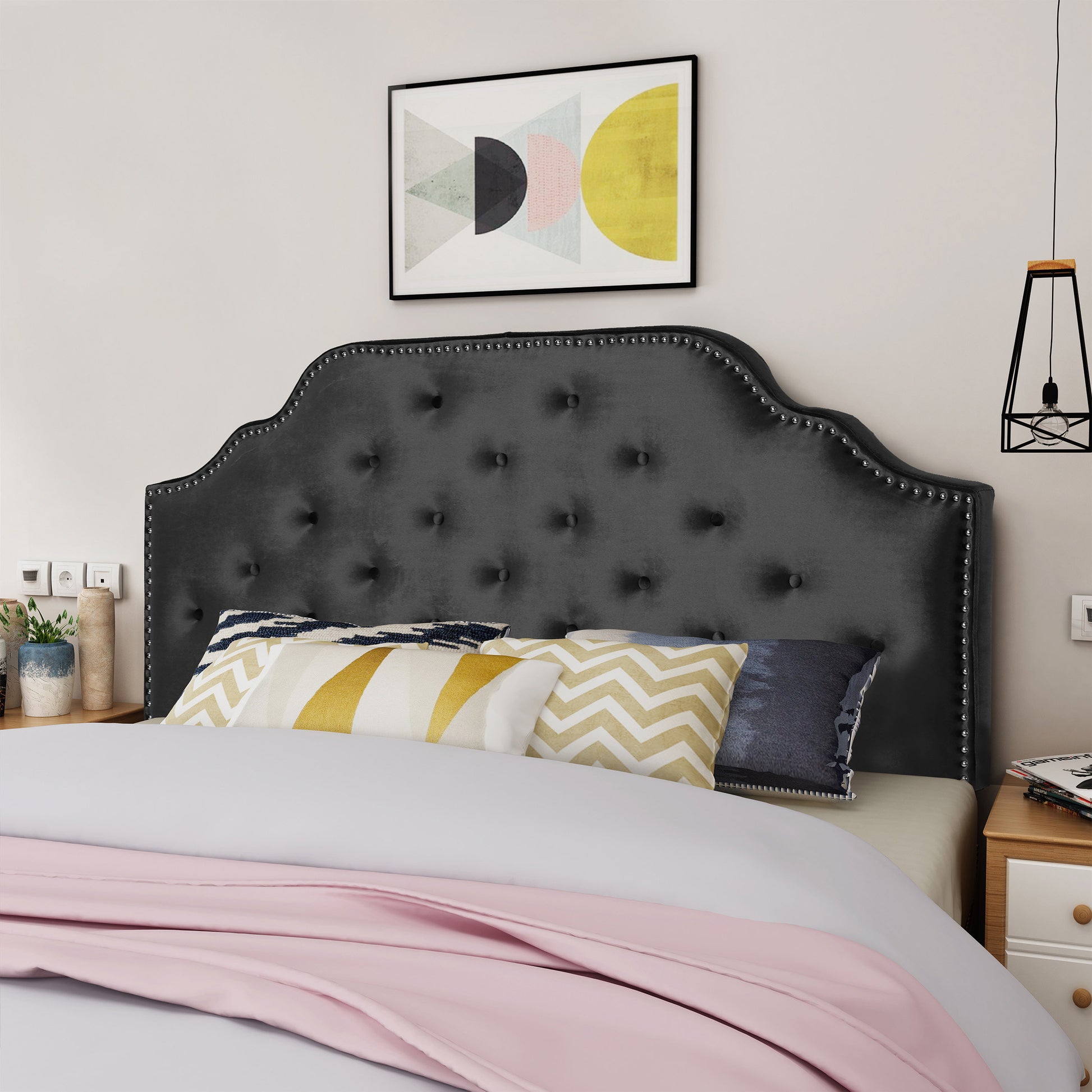 Queen&Full Sized Headboard Queen Black Velvet