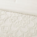 3 Piece Tufted Cotton Chenille Medallion Comforter Set Off White King Cal King King Off White Cotton