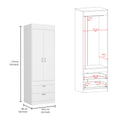 Alabama Armoire, One Large Cabinet, Two Drawers White Bedroom Modern Mdf Engineered Wood