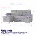 85 Inches Corduroy Sofa Bed, 3 Seater Sleeper Sofa With Storage Chaise, Square Handrail With Two Cup Holder And Usb Charge Port, Pull Out Couch For Living Room Dark Grey Corduroy 3 Seat