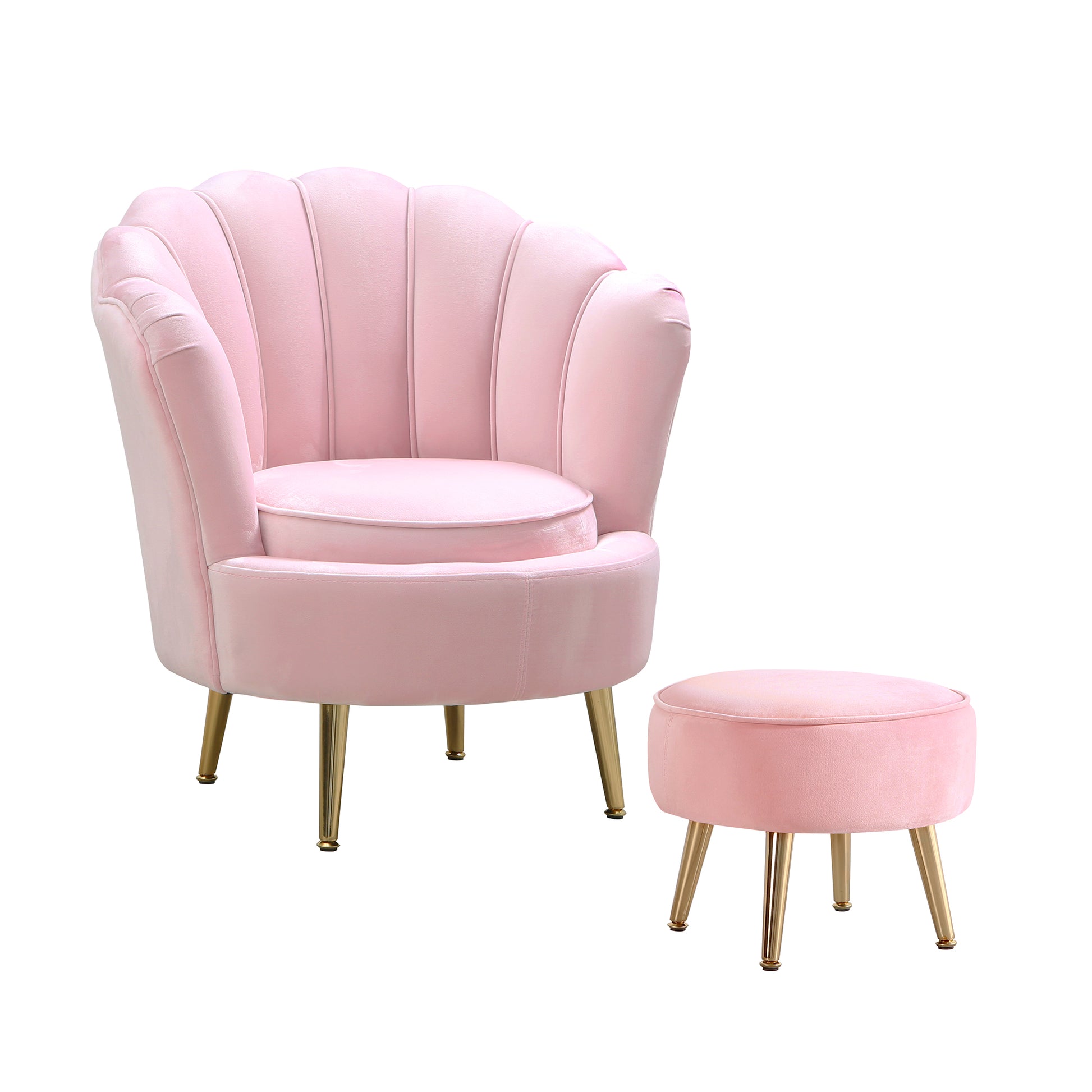 Alana Seashell Chair And Stool Pink Fabric