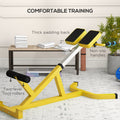 Soozier Roman Chair Back Extension Machine, Height Adjustable Hyperextension Bench With Dip Bars, Multi Functional For Back, Core, Arms And Whole Body Training, Yellow Yellow Steel