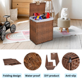 Laundry Hamper With Lid Pe Rattan Powder Coating Frame Clothes Hampers With 02 Removable Bags, 100L, Brown Color 1 Brown Foldable Bathroom American Design,American Traditional Wicker