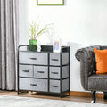 Homcom 7 Drawer Dresser, Fabric Chest Of Drawers, 3 Tier Storage Organizer For Bedroom Entryway, Tower Unit With Steel Frame Wooden Top, Dark Gray Dark Gray Mdf