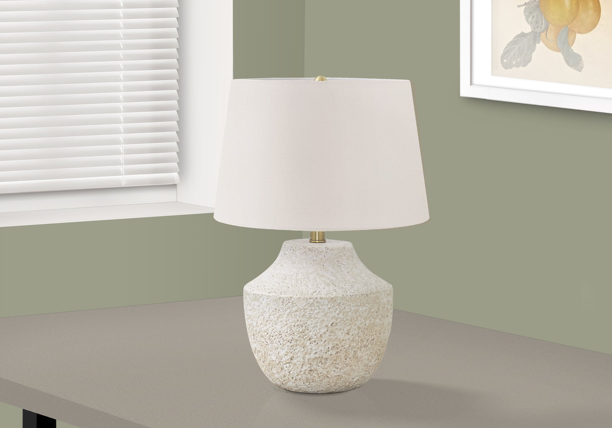 Lighting, 20"H, Table Lamp, Cream Concrete, Ivory Cream Shade, Modern Cream Concrete