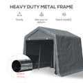 Outsunny 9' X 8' Carport Portable Garage, Heavy Duty Storage Tent, Patio Storage Shelter W Anti Uv Pe Cover And Double Zipper Doors, For Motorcycle Bike Garden Tools, Dark Gray Dark Gray Metal