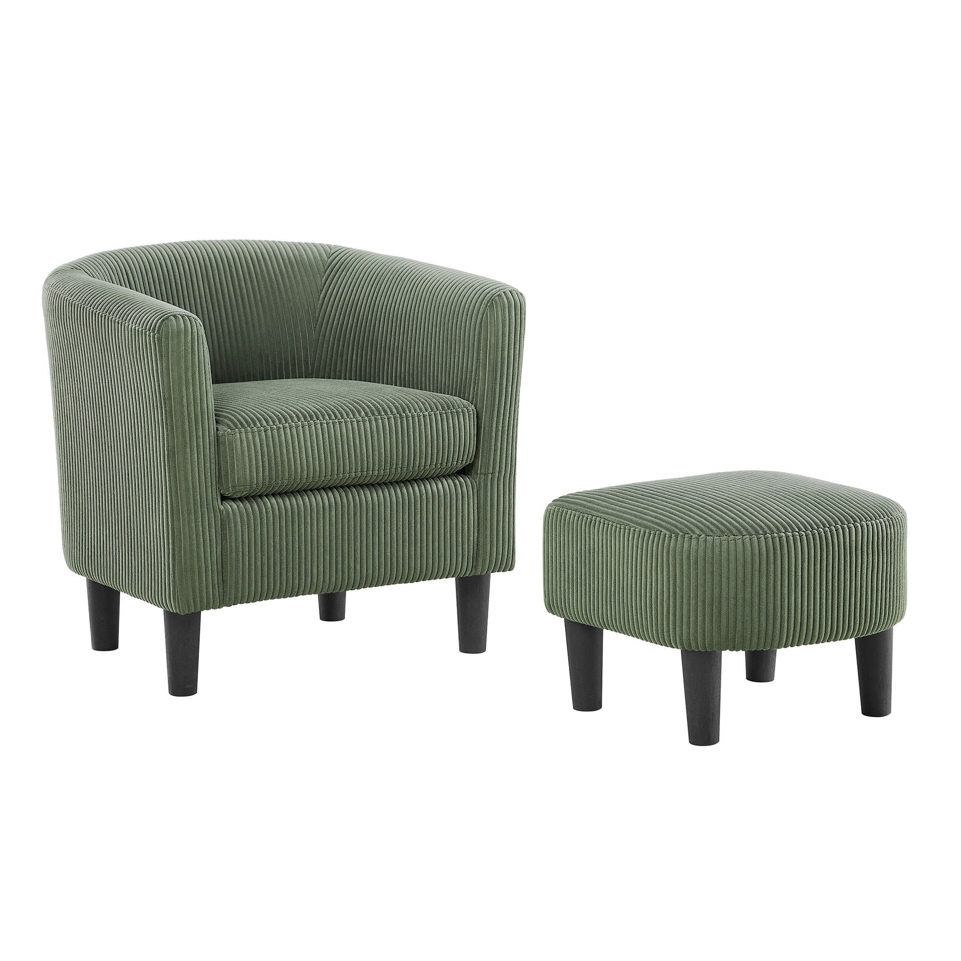Modern Accent Chair,Upholstered Arm Chair Corduroy Single Sofa Chair With Ottoman Foot Rest Comfy Armchair For Living Room Bedroom And Office,Green Green Corduroy