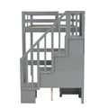 Twin Size Loft Bed Frame With Built In Desk And Double Storage Drawers,Gray Twin Gray Solid Wood Mdf