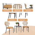 3 Pieces Of Luxury Outdoor Wicker Furniture Patio Bistro Style Table And Chair Combination,Weather Resistant Pe Wicker Weave, Stainless Steel Fame, Suitable For Garden, Terrace,Backyard Casua No Black Natural Seats 2 2 Person Seating Group Steel