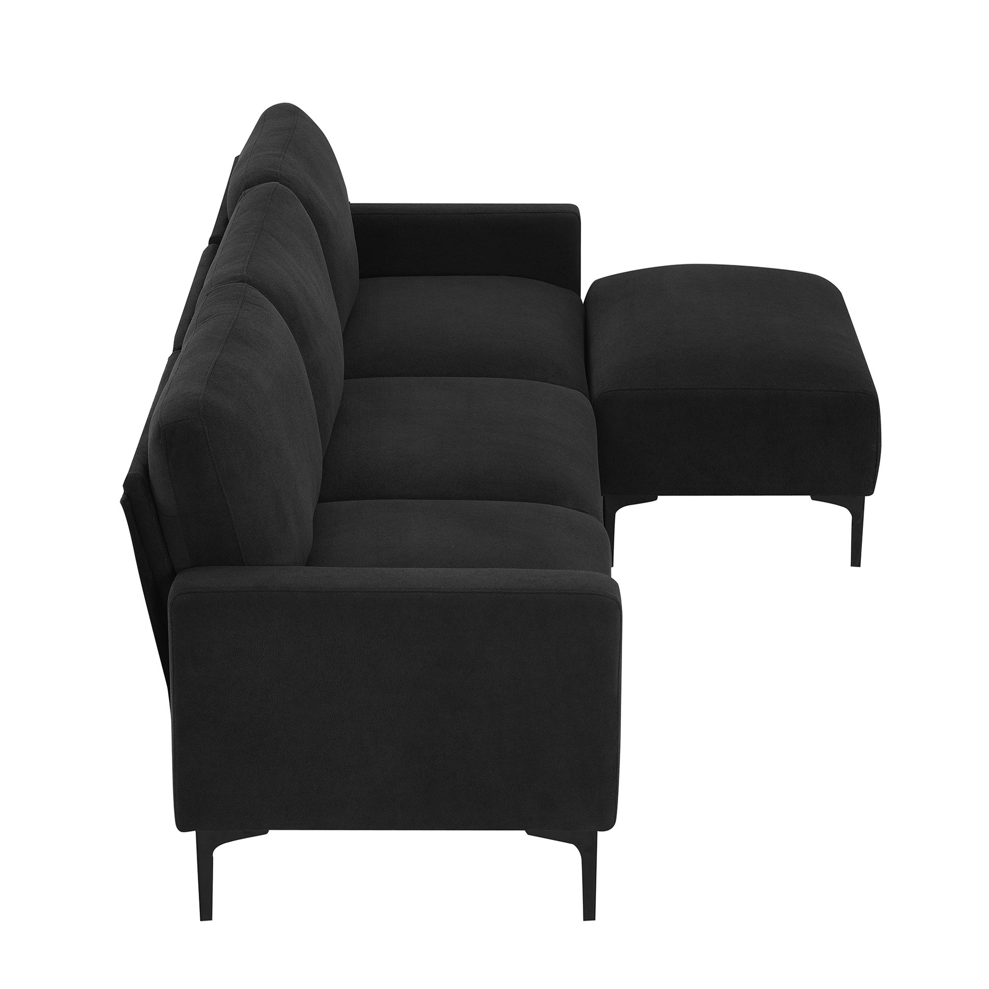 103.5*59" Modern L Shaped Sectional Sofa, 4 Seat Velvet Fabric Couch Set With Convertible Ottoman,Freely Combinable Sofa For Living Room, Apartment, Office,Apartment,2 Colors Black Velvet 4 Seat