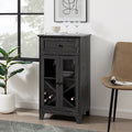 Classic Glass Door Bar Cabinet With Bottle Storage Graphite Gray Mdf Mdf