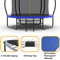 10Ft Pumpkin Trampoline, Outdoor Trampoline With Basketball Hoop, Enclosure Net And Ladder Blue Steel