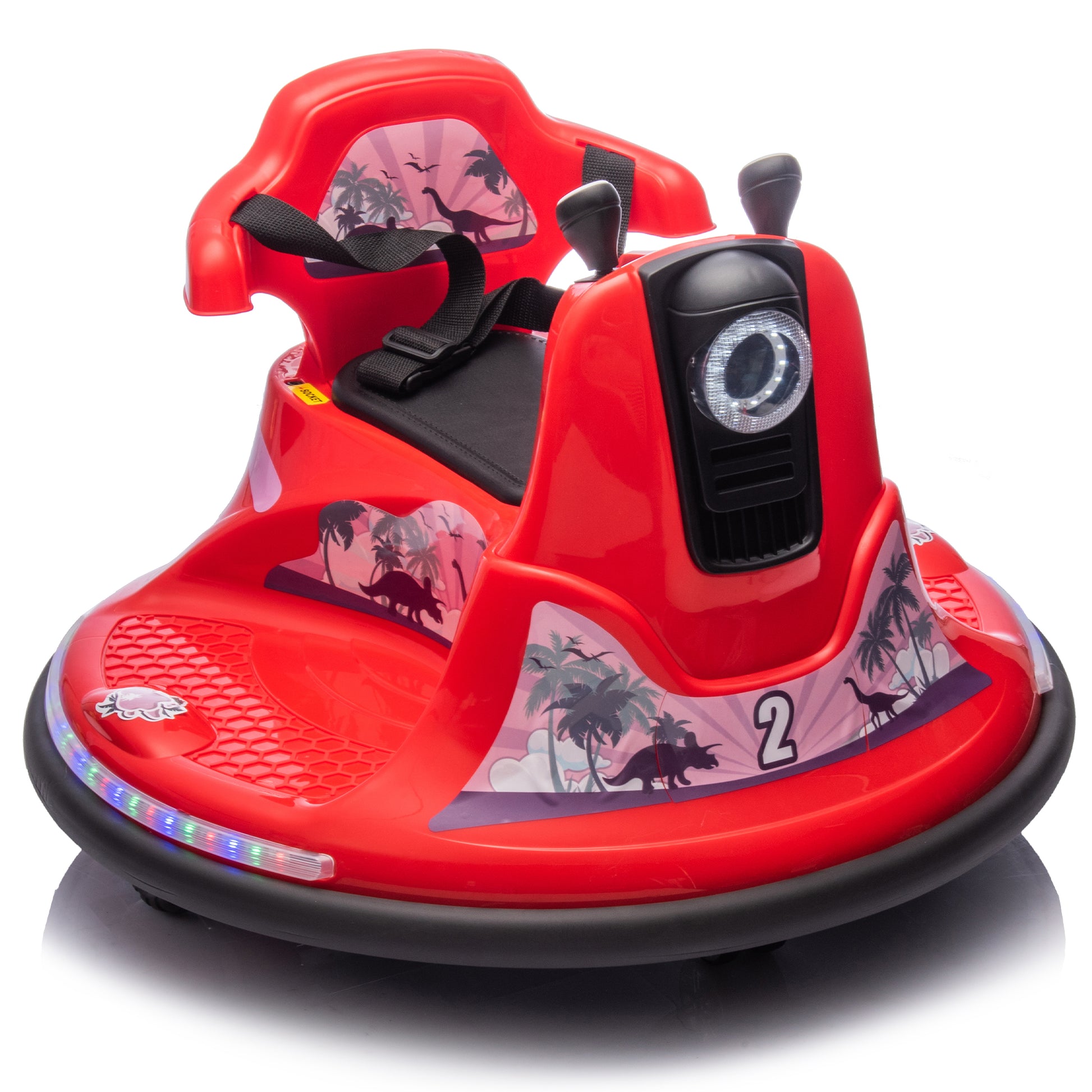 12V Kids Ride On Bumper Car W Parents Control,Rotate 360 Degrees,Two Handed Switch For Direction Control,Bumper Strip,Light Belt,Mp3 Music,Bluetooth,Provide A Speed Of 0.75Mph For Kids Of 2 5 Red 50