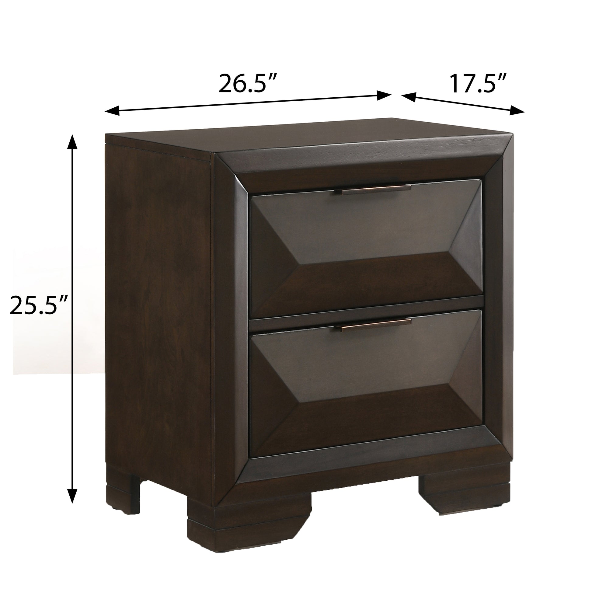 Espresso 2 Drawer Nightstand Espresso Espresso 2 Drawers Bedroom Rectangle Transitional Rubberwood Drawers Espresso Wood