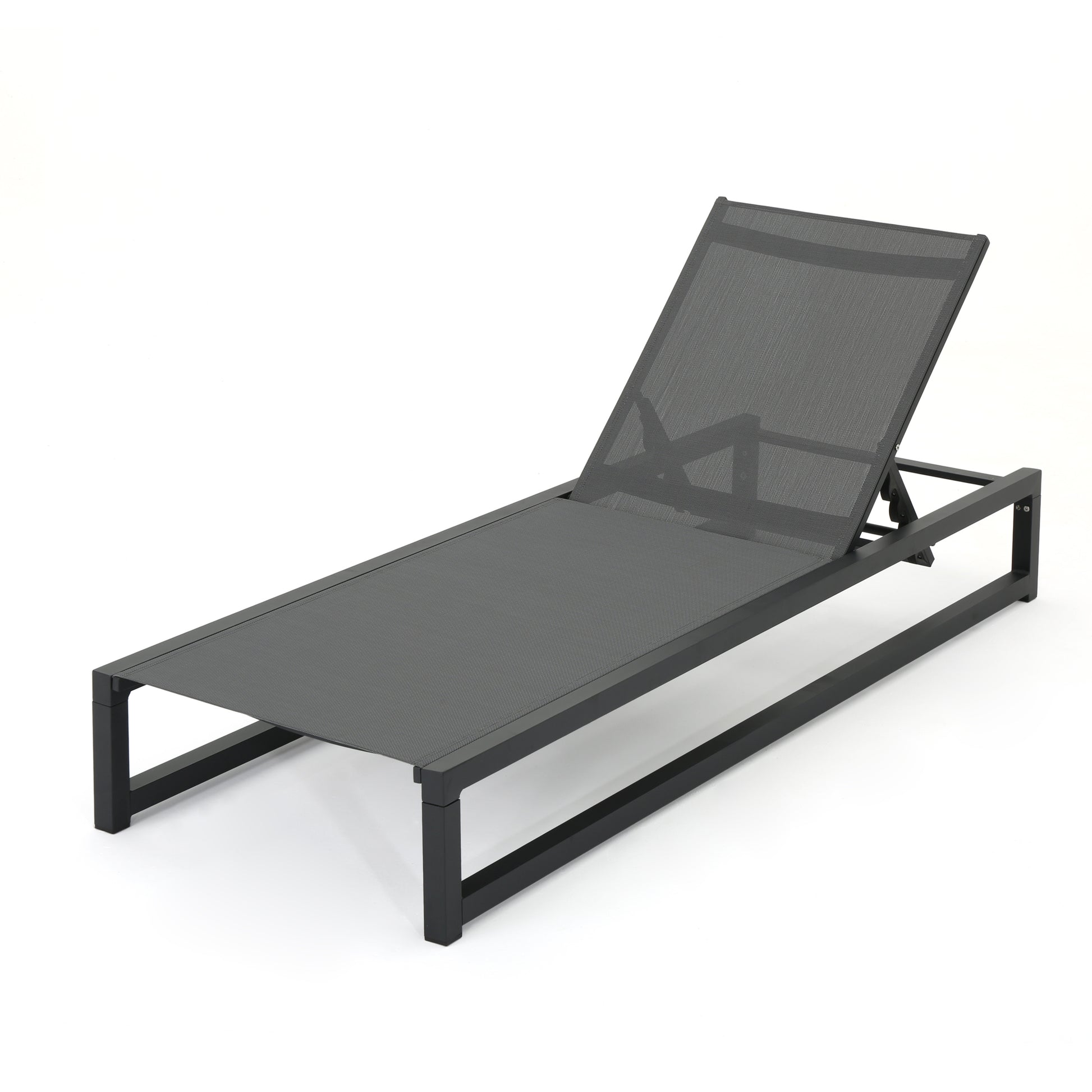 Venice Chaise Lounge Black Grey Mesh