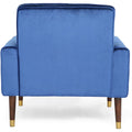 Mirod Comfy Arm Chair With Tufted Backmodern For Living Room, Bedroom And Study Navy Blue Velvet