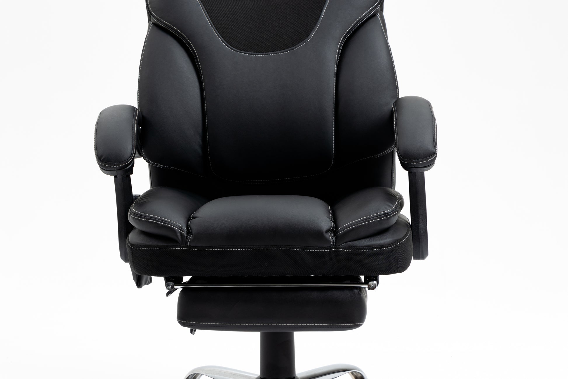 Massage Reclining Office Chair With Footrest, High Back Computer Chair Home Desk Ergonomic Executive Office Chair With Armrests, Adjustable Height. Black Faux Leather