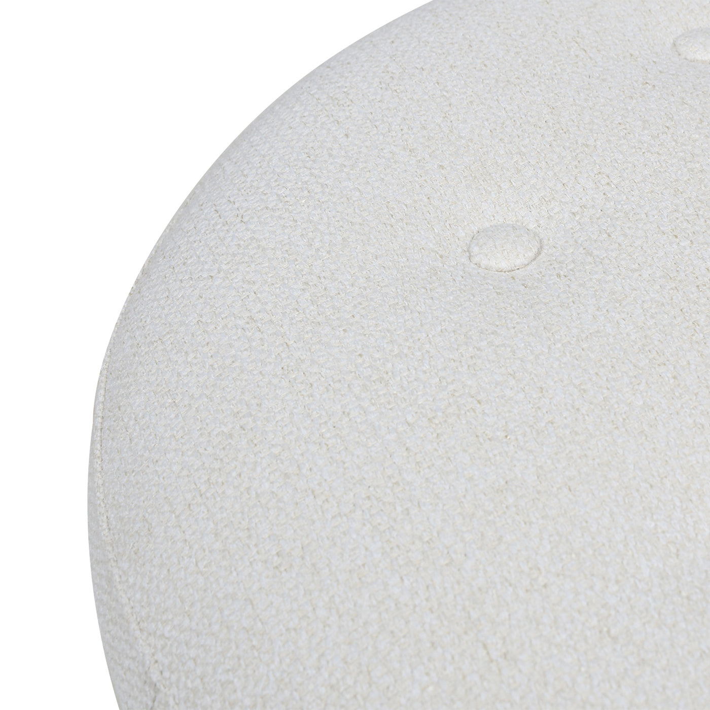 Yolanda 24" Round Upholstered Accent Ottoman, Alabaster Off White Tweed White Foam Fabric