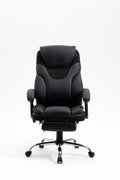 Massage Reclining Office Chair With Footrest, High Back Computer Chair Home Desk Ergonomic Executive Office Chair With Armrests, Adjustable Height. Black Faux Leather