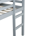 Solid Wooden, Rubber Wooden Twin Loft Bed With Ladder, Bed Platform Of Strengthened Slatsgrey Twin Grey Rubber Wood