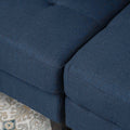 Mirod Comfy 5 Pieces L Shaped Sofa With Wooden Legs, Modern Side Chairs For Living Room Navy Blue Fabric 4 Seat