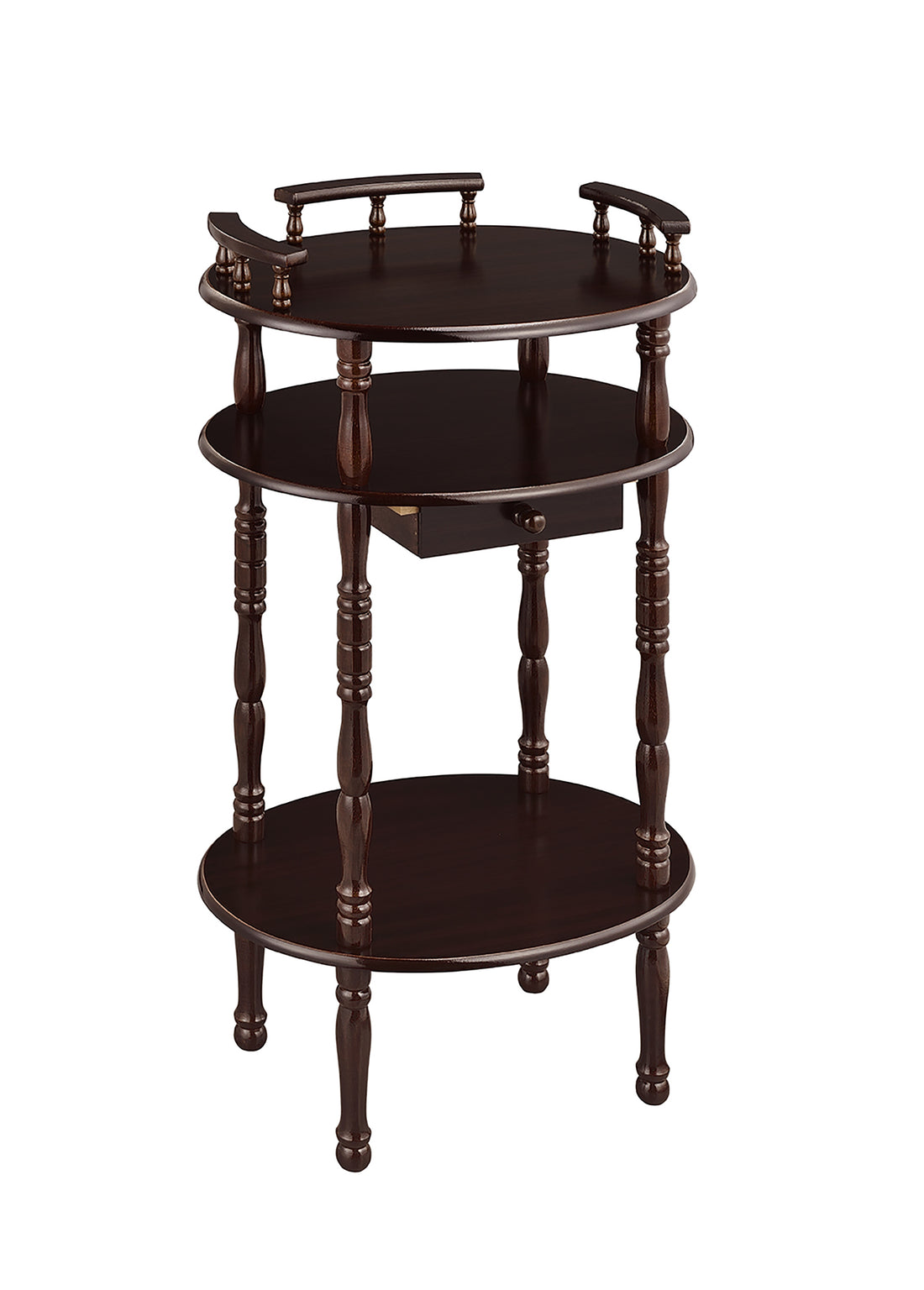28" Tall 3 Tier Wooden Phone Table With Cherry Finish Cherry Wood