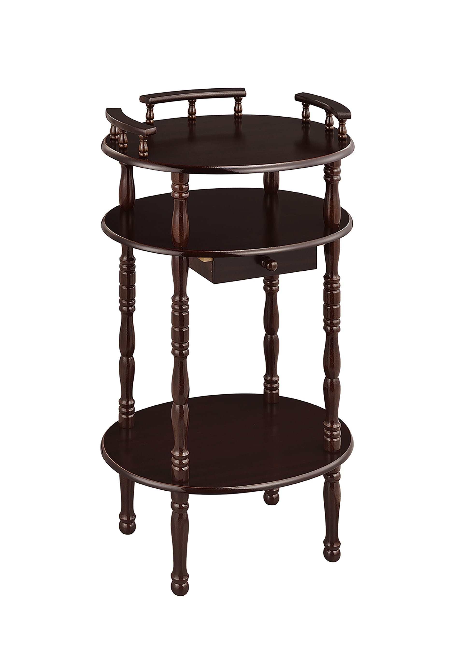 28" Tall 3 Tier Wooden Phone Table With Cherry Finish Cherry Wood