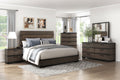 Two Tone Brown Black Finish Led Headboard Queen Bed 1Pc Modern Industrial Design Bedroom Furniture Box Spring Required Queen Black,Brown Gray Wood Bedroom Bed Frame Wood
