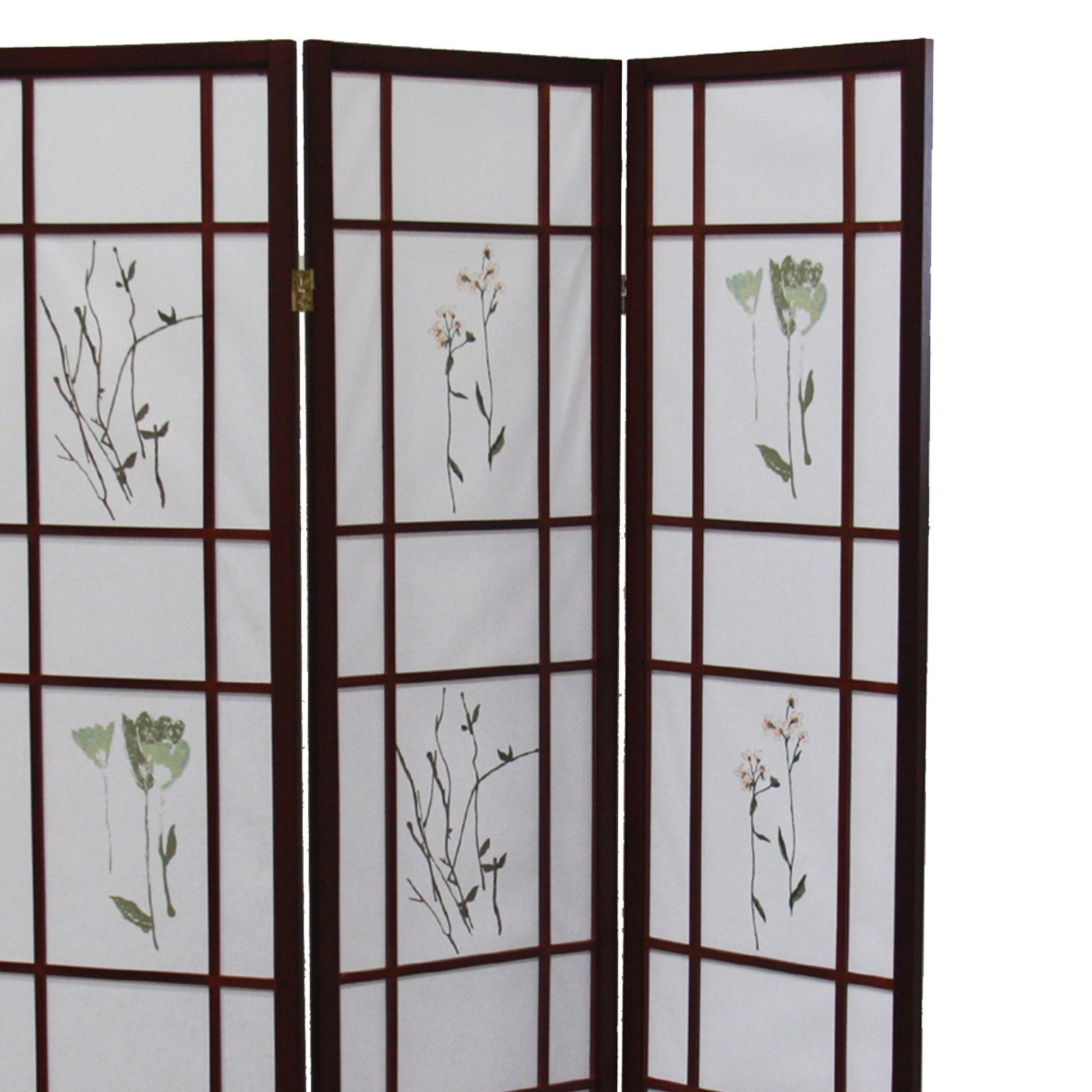 70" Tall 3 Panel Screen Room Divider "Shoji", Cherry Cherry Wood