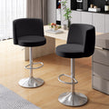 Steel Bar Stools,Grade Modern Leather Bar Chair With Backrest,Swivel Adjustable Height For Kitchen Counter And Dining Room Black Metal