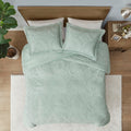 Embroidered Medallion Faux Fur Ultra Plush Comforter Mini Set King Green Polyester