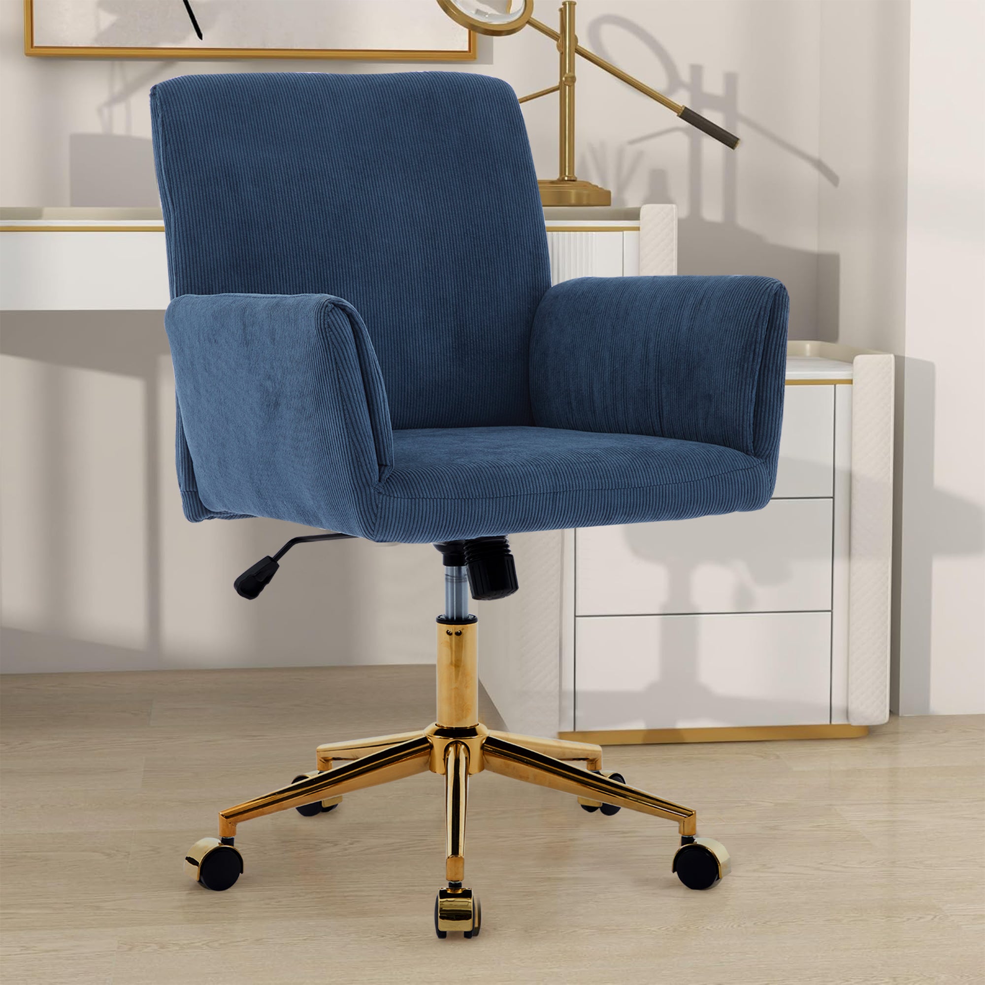 Ts Office Chair 1Pc Blue Blue Corduroy