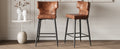 28Inch Counter Height Bar Stools Set Of 2, Modern Bar Upholstered Chairs With Pu Leather, Metal Footrest And Frame For Kitchen Island, Bar Table, Dining Room, Brown Solid Kitchen Solid Back Set Of 2